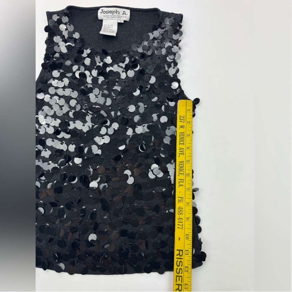 VTG Y2K Joseph A Silk Blend Jumbo Sequin Embellished Fitted Tank Top small - Picture 11 of 13
